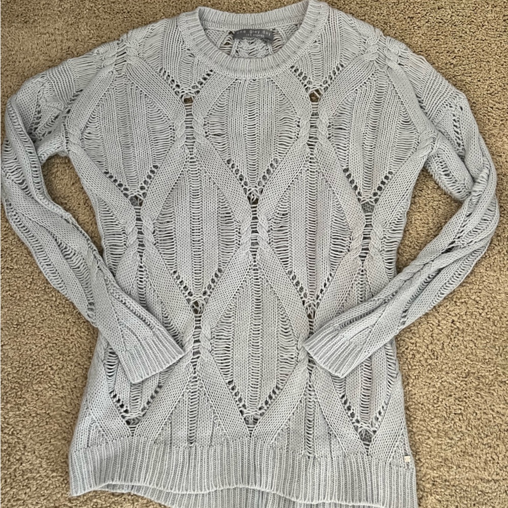 One grey day wool blue sweater.